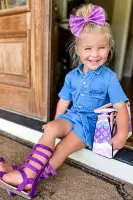 Mini Living Life Denim Romper(Light Wash,2)