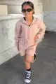 Mini My Favorite Hoodie Short Set- Taupe