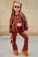 Mini Shut Down The Block Shacket Pant Set(Chestnut,4/5)