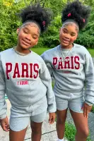 Mini When In Paris Fleece Short Set(Grey,4/5)