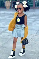 Mini Your Favorite Cheerleader Denim Skirt(Light Wash,4/5)